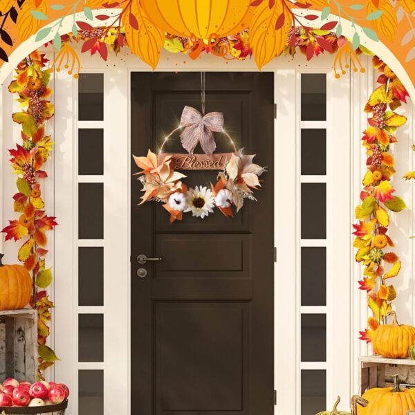 2 Fall Wreath with Lights Boho Autumn Wreath