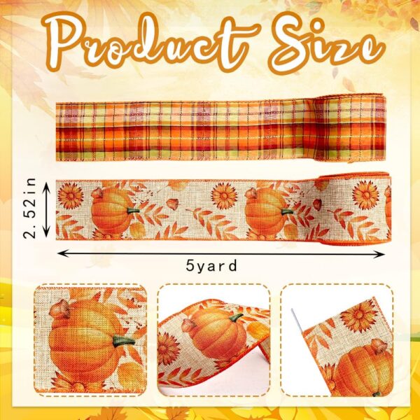 10 Yards Fall Wired Edge Ribbons for Thanksgiving 5