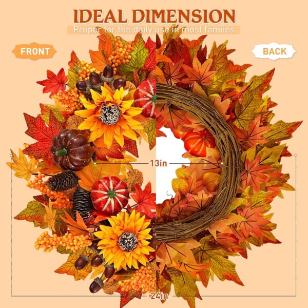 Fall Wreath for Front Door with Lights