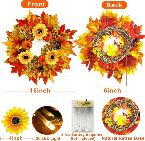 Sunflower Fall Wreaths for Front Door and Outdoor 3