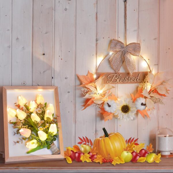 4 Fall Wreath with Lights Boho Autumn Wreath