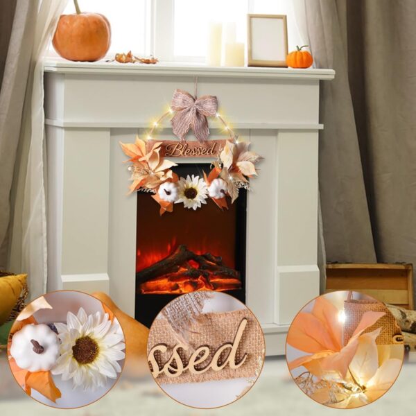 5 Fall Wreath with Lights Boho Autumn Wreath