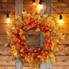 Fall Wreath for Front Door Artificial Autumn