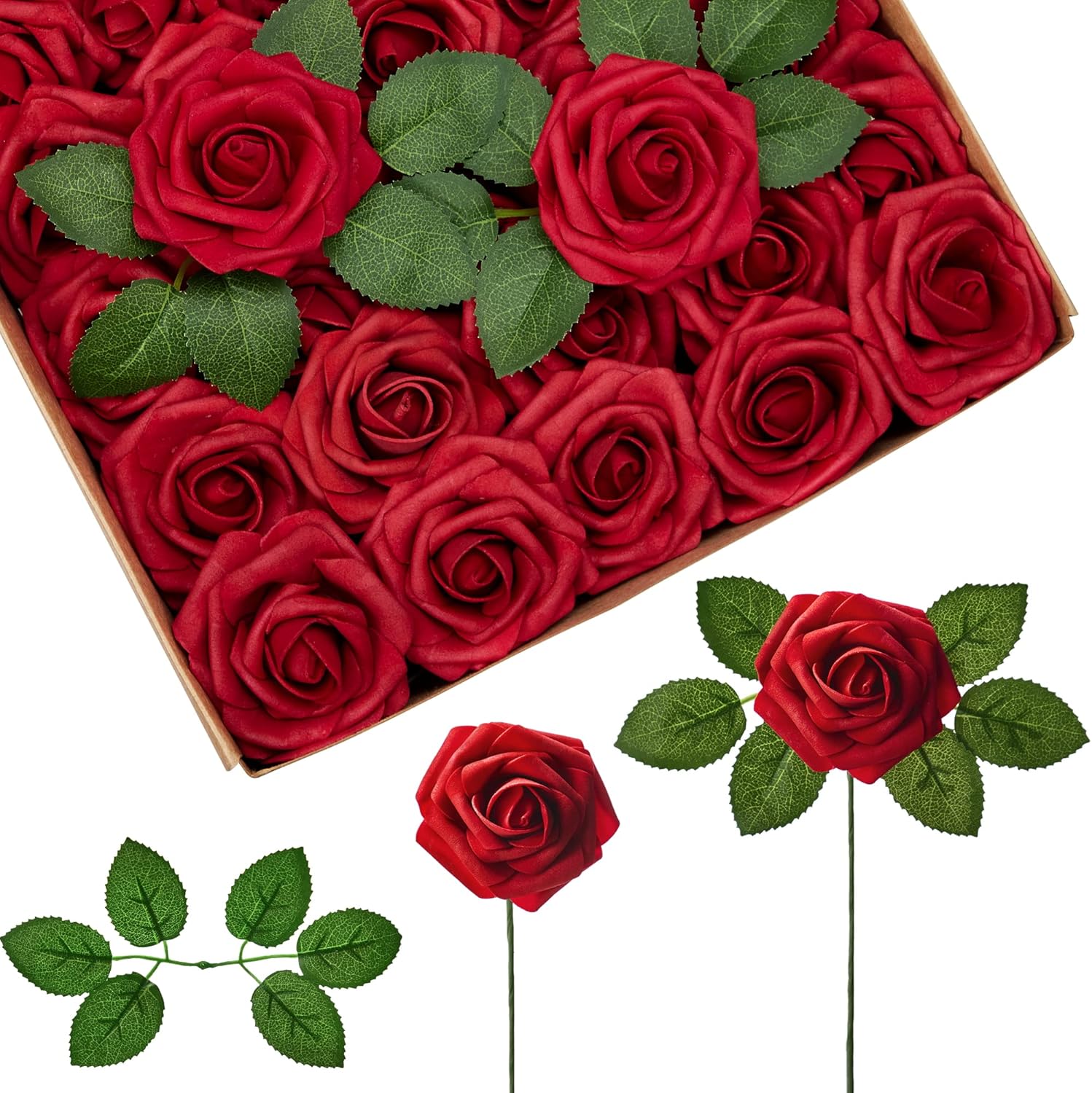 Artificial Roses Foam Flowers, 50 Pcs