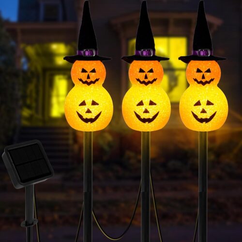 3PCS Jack-O-Lantern Solar Halloween Decorations