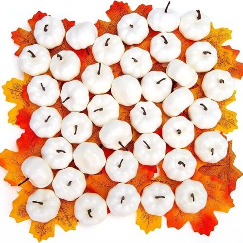 1 36PCS Mini White Pumpkins for Decoration