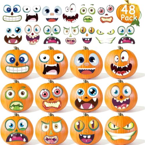 1 48 Pack Halloween Pumpkin Decorating Craft