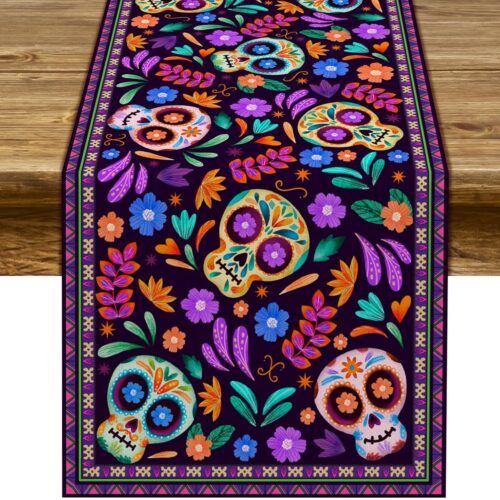1 Dia De Los Muertos Table Runner