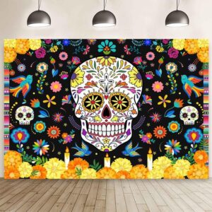 7x5ft Day of The Dead Backdrop Sugar Skull