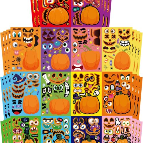 56 Sheets Halloween Pumpkin Make a Face Stickers