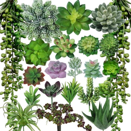 22 Pcs Bulk Artificial Succulents Plants Unpotted Small Aloe Hanging String