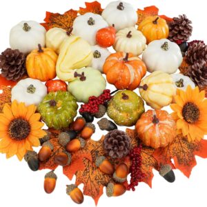 60 Pcs Assorted Small Artificial Pumpkins and Gourds