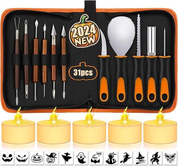Pumpkin Carving Kit with Stencils, 31 PCS 1