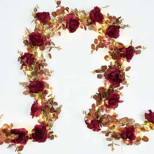 Artificial Eucalyptus Garland with Flowers