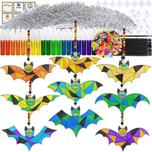 1 27 Sets Halloween Craft Kits Halloween Bat Suncatchers Ornaments Decorations