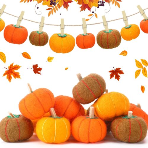 1 25 Pcs Mini Felt Pumpkins Fall Thanksgiving Pumpkin Ornaments Halloween Wool