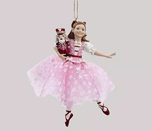 1 The Nutcracker Suite Clara in Pink Dress Holding Nutcracker Christmas Ornament