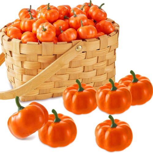 1 50 Pieces Artificial Mini Pumpkins Fall Harvest Fake Fruit