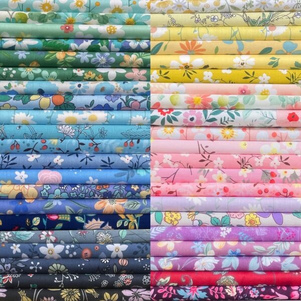 50PCS 10 x 10 inch Floral 100% Cotton Fat Quarters Fabric 1