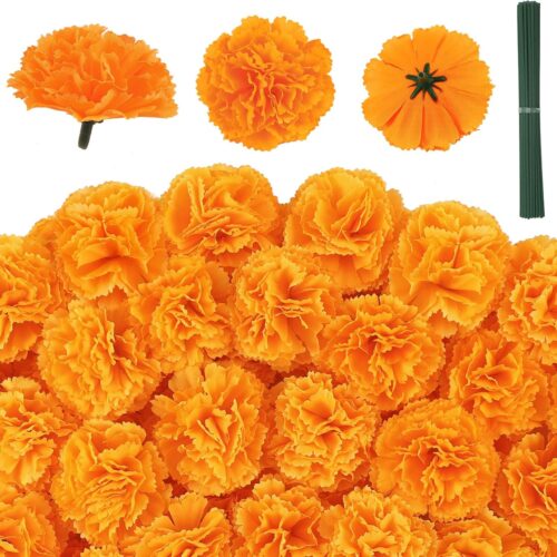 1 40Pcs Artificial Marigold Flowers