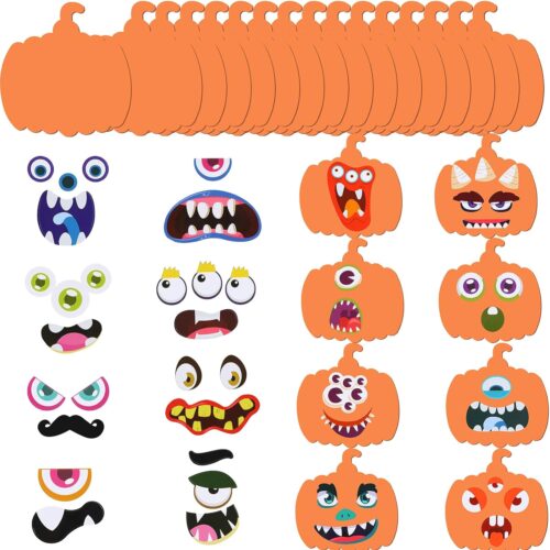 1 32 Pieces Halloween Foam Pumpkin Craft Kit