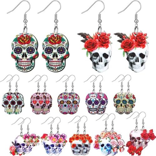 1 Day of The Dead Earrings Sugar Skull Earrings