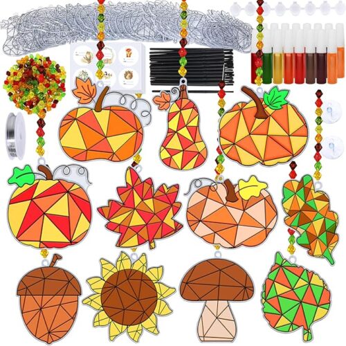 33 Sets Fall Leaf Pumpkin Acorn Sunflower Suncatchers Ornaments Decorations