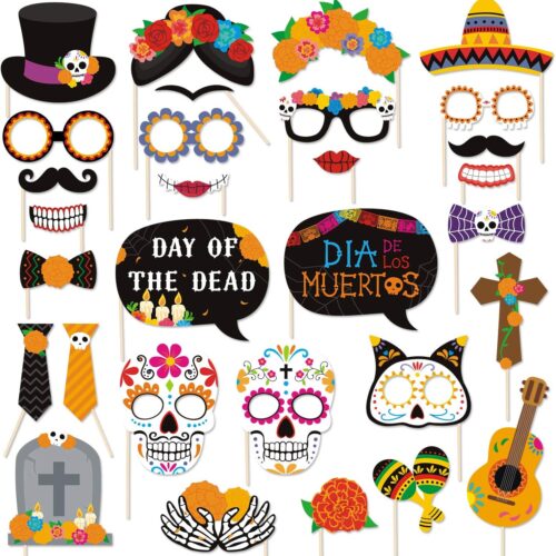 30 PCS Day of The Dead Photo Booth Props