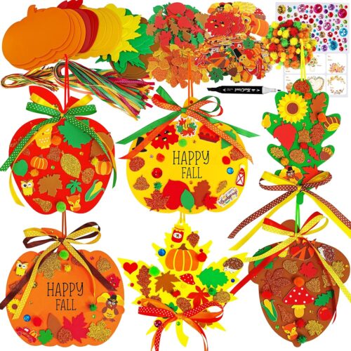 24 Sets Fall Pumpkin Ornaments Decorations DIY Fall Craft Kits