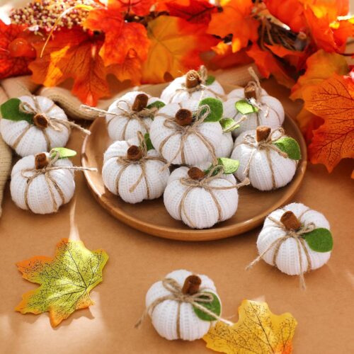 Fall Mini Knit Pumpkins Autumn Decorative Pumpkins Thanksgiving