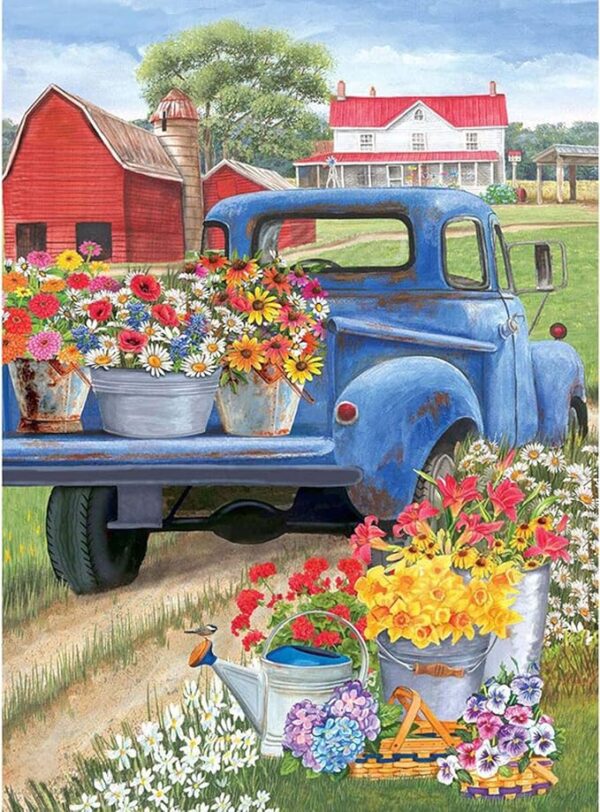 NAIMOER Flowers Truck Diamond Art Kits for Adults - Full Drill Spring Diamond Art Kits, DIY 5D Truck Diamond Art Flowers Diamond Art Kits for Home Wall Decor 30x40cm 1