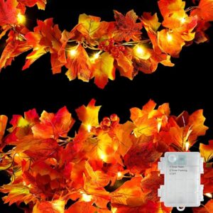 6.56ft Battery Operated Fall Leaf Garland with 20 LEDs