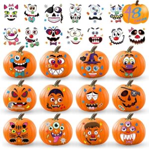 Pumpkin Decorating Stickers Kit: 48 Faces