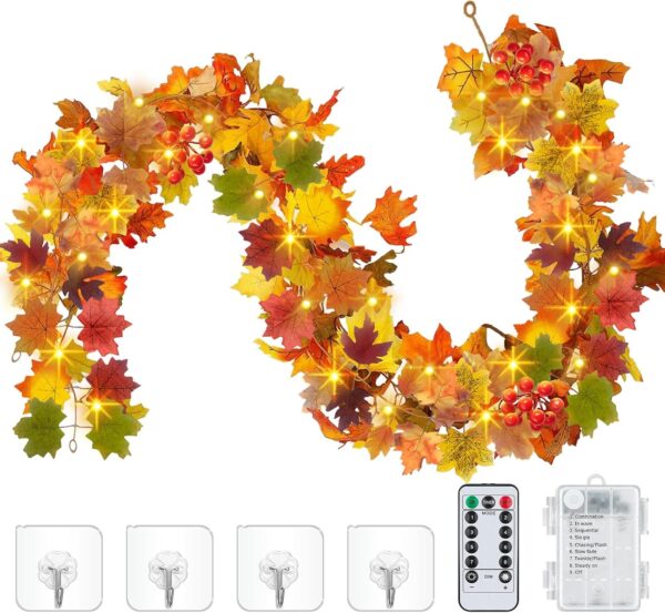 Fall Garland Leafs Lights 1