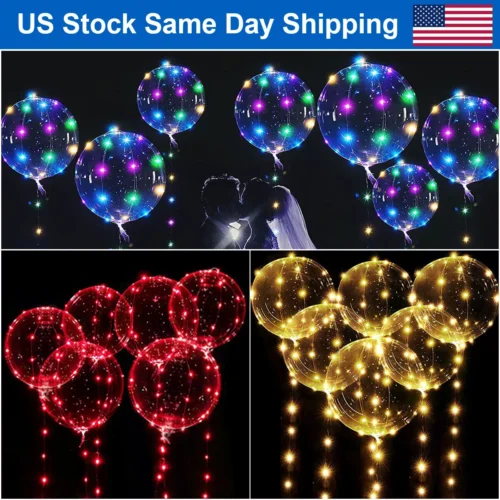 6/12Pcs LED Light Up Balloons Transparent