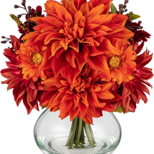 Faux Fall Flowers in Vase