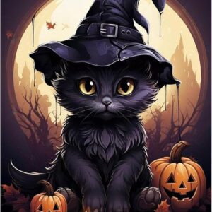 Halloween Diamond Art Kits for Adults-Cat