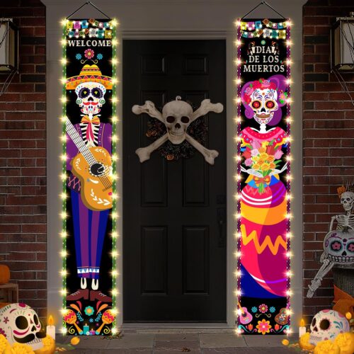 Dia De Los Muertos Decor Lighted Porch Sign