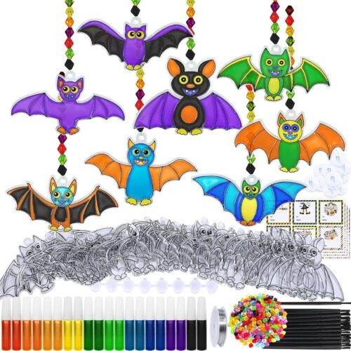 24 Sets Halloween Bat Suncatchers Ornaments