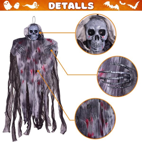 Hanging Ghost Witch & Grim Reapers & Ghost Pumpkin for Halloween Outdoor Indoor Decor 3