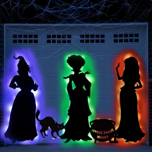 1 - Copy - Copy - Copy - Copy - Copy - Copy - Copy - Copy - Copy - Copy - Copy - Copy - Copy - Copy - Copy Halloween Large Black Hocus Pocus Witches Cauldron Cat Silhouette with Led Lights
