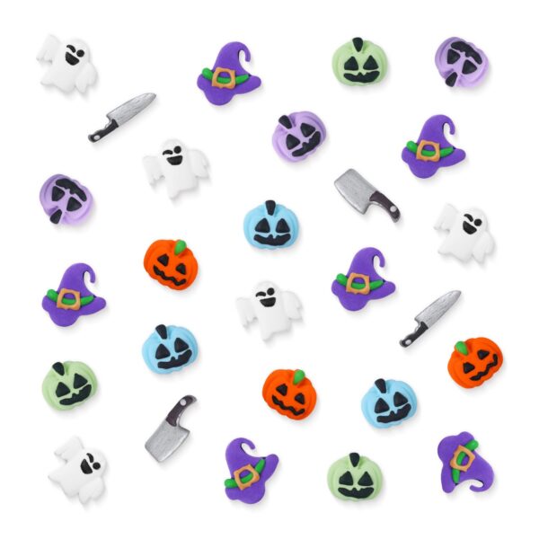 Halloween Cake Decoration, Royal Icing Decorations for Cakes, Pumpkins, Knife, Axe, Ghosts, Magic Hat 3