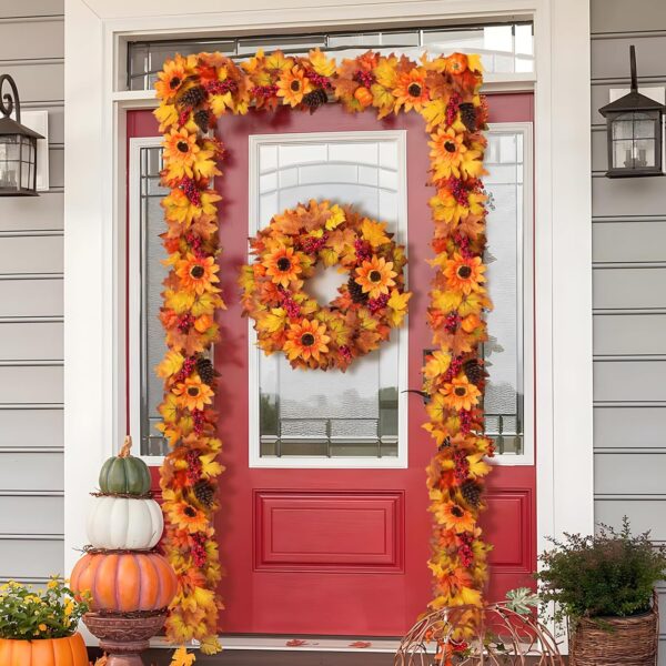 Thanksgiving Table Fireplace Door Frame Doorway Backdrop Harvest Decor 3