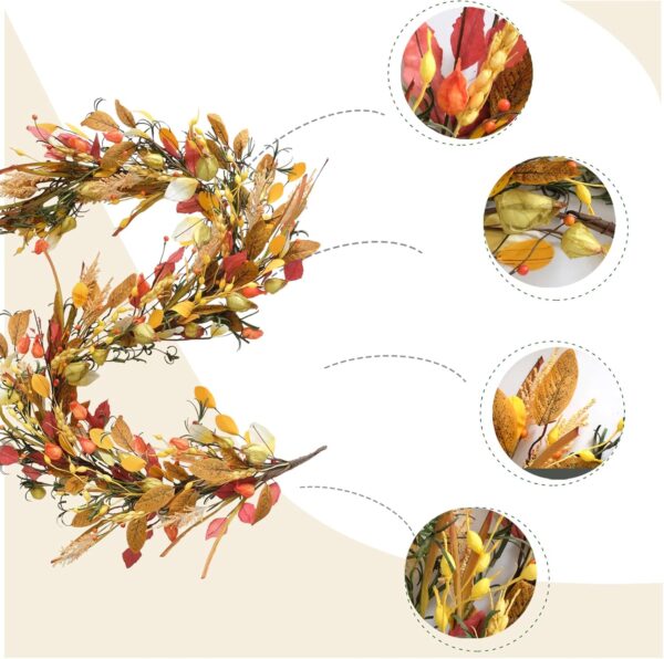 70 inch Fall Garland Artificial Eucalyptus Garland with Flowers 4