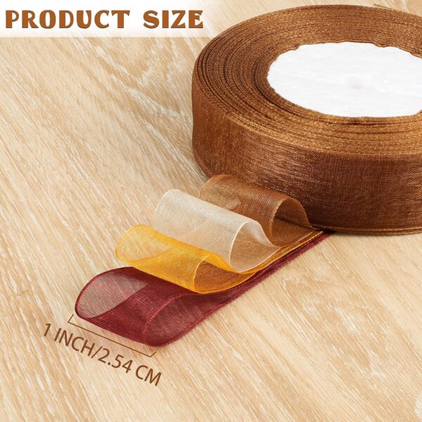 4 Rolls Fall Sheer Chiffon Ribbon 200 Yards 4
