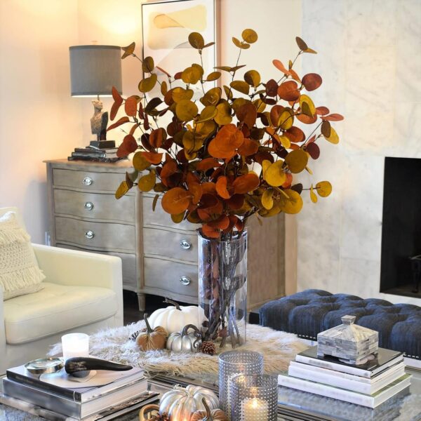 Artificial Fall Eucalyptus Leaves Greenery Stems Plants 2