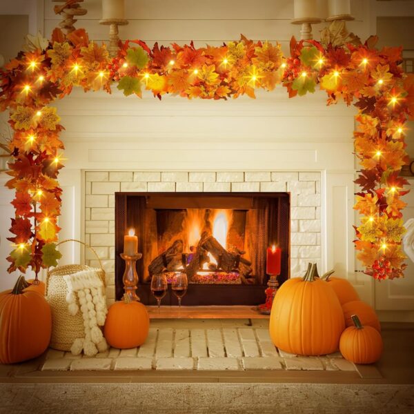 Fall Garland Leafs Lights 2