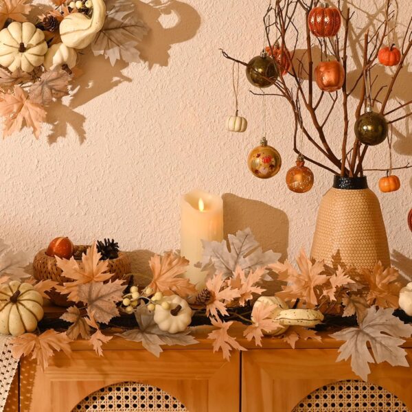 Fall Garland with Lights for Front Door, 3