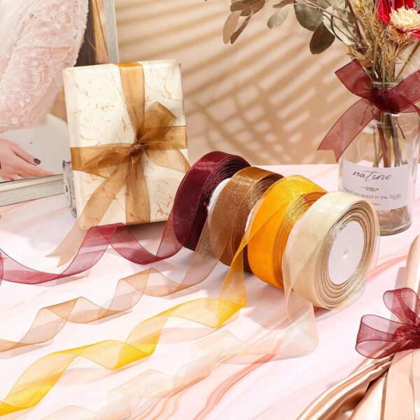 4 Rolls Fall Sheer Chiffon Ribbon 200 Yards 3