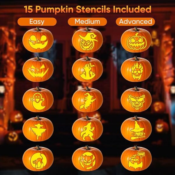 Pumpkin Carving Kit with Stencils, 31 PCS 3
